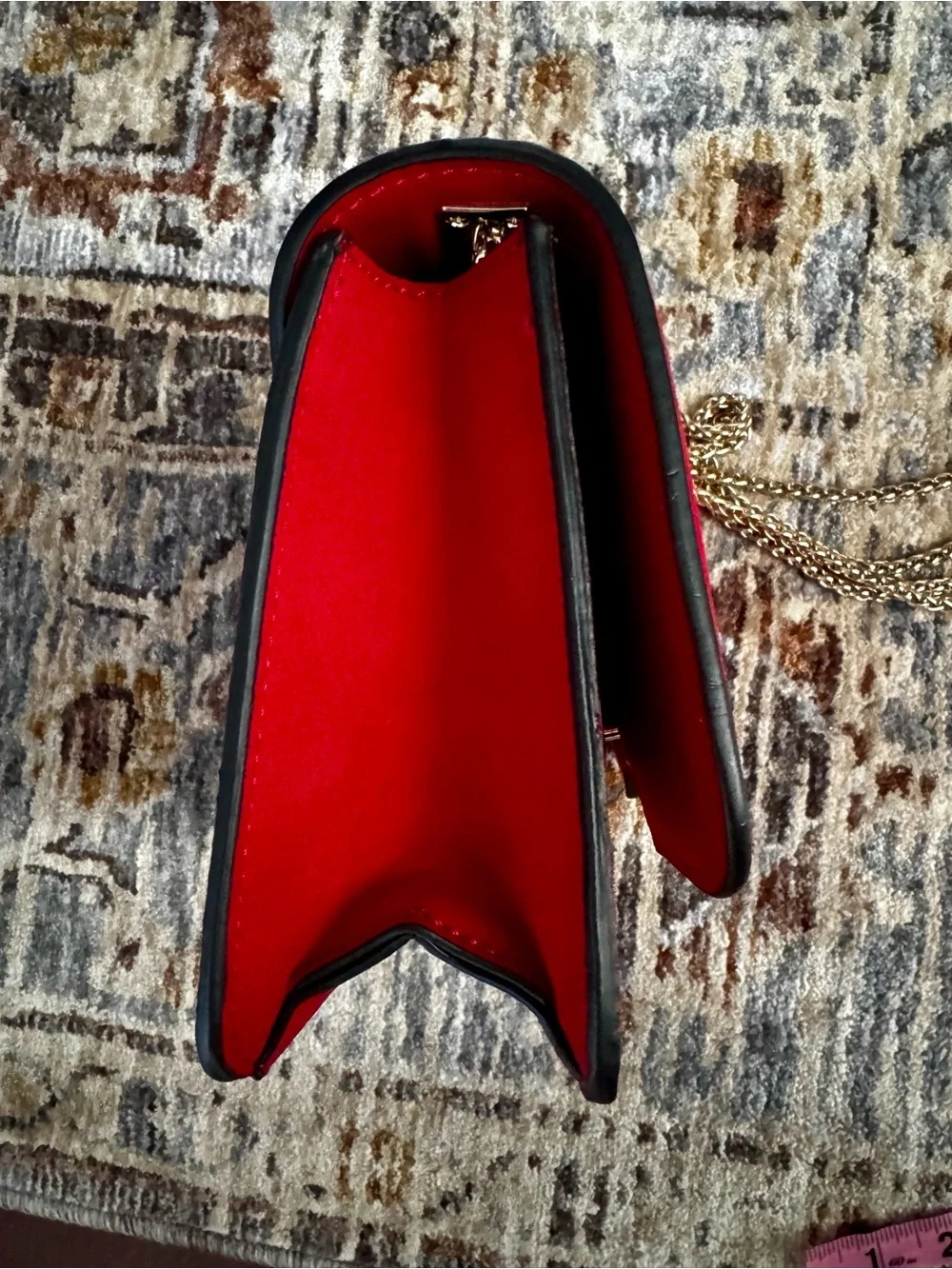 Topshop Red and Gold Panther Emblem Mini Shoulder Crossbody Bag